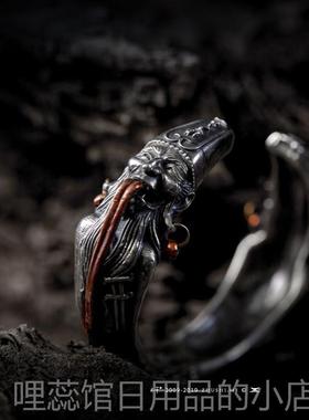 高档主师原创2023作纯新版力轻银版黑白无常手镯之挖掘民族魂