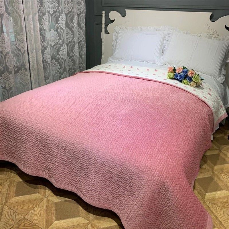 韩式纯色短毛绒加厚冬季保暖绒毯毛毯绗缝被夹棉加绒水洗床单床盖,淘宝优惠券,粉丝福利购,淘宝优惠卷