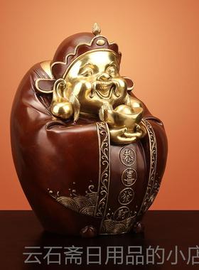 高档《福星奉高照》用文财神爷佛像件全铜摆客厅家店铺开张供神像