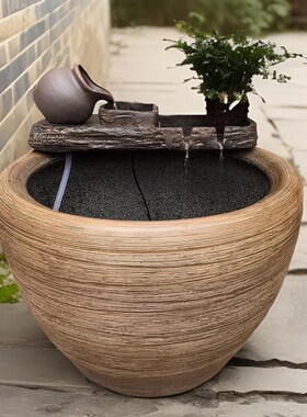 流水摆件循环水创意家居生财玄关客厅阳台庭院鱼池增氧造景摆件