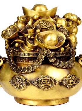 朴器 铜元宝聚宝盆存钱罐摆件