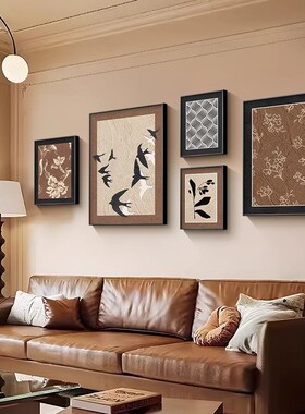 中古风客厅装饰画花卉艺术画墙画沙发背景墙挂画复古法式组合壁画