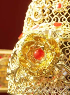 正品朱炳仁铜连中三元件状元帽及房书桌面摆学生送礼高中第毕业花