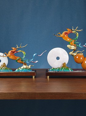 一鹿高升铜鹿摆件办公室客厅高端葫芦工艺品公司开业祝贺乔迁礼品