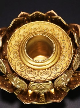 藏密坊 慧宝黄铜手摇转轮莲花底座双层片家用佛堂桌面摆件精致