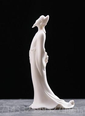 高档意白瓷古手工艺品陶瓷仙李白代诗人禅意书房客厅诗玄关家居创