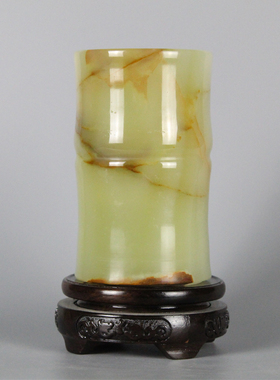 天然玉石笔筒 办公文具创意商务礼品 家居工艺阿富汗玉摆件小花瓶