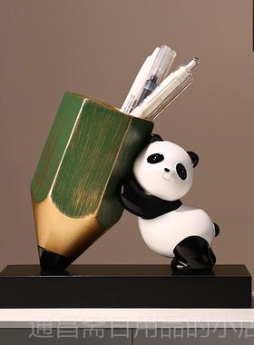 高档中国风文创奢笔筒办公室桌面摆件送老师书房轻高档教猫师节礼