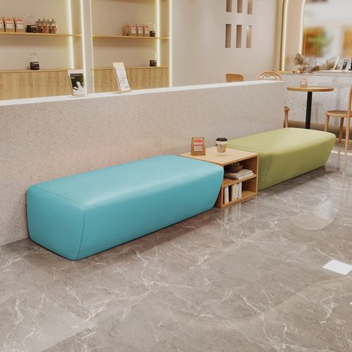 奶茶咖啡甜品店休闲等候区沙发茶几组合长条形现代简约沙发椅卡座 - 图3