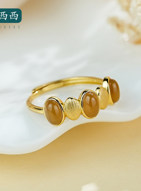 和田玉糖玉S925银可调节女戒