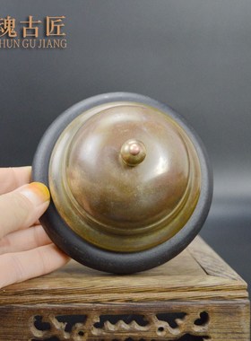 黄铜古玩杂项老式吧台钟响铃传唤铃叮咚铃撞铃桌面摆件收藏品铜钟