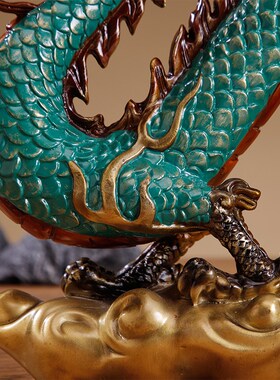 祥云龙铜摆件办公室客厅桌面装饰品工艺品乔迁开业招财聚财吉祥物