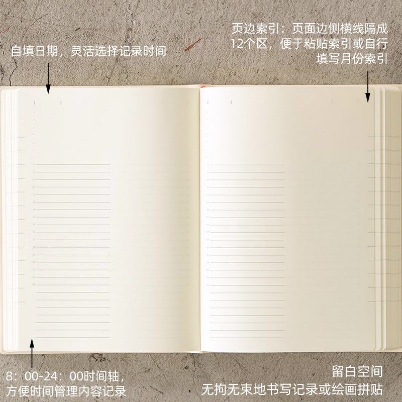 midori余白1日1页日记本小白砖时间规划笔记本2025手帐日程本子A5,淘宝优惠券,粉丝福利购,淘宝优惠卷