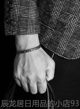 正品购士产“黑色战”925纯银手炼的男人，覆古时尚的手炼，黑色