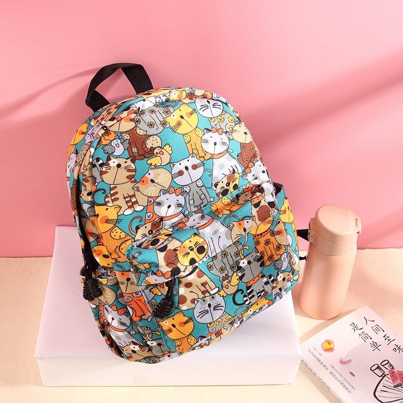 儿童书包幼儿园卡通花猫家族休闲小背包女孩逛街帆布包印花背包,淘宝优惠券,粉丝福利购,淘宝优惠卷