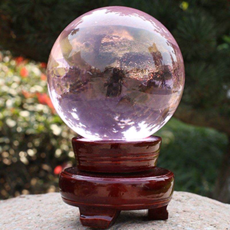 粉色水晶球K9粉晶玻璃球办公桌客厅摆设粉球装饰旺桃花卧室摆件,淘宝优惠券,粉丝福利购,淘宝优惠卷