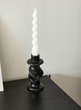 高级感黑色烛台氛围感装饰摆件香薰蜡烛家居场景中古风拍照道具