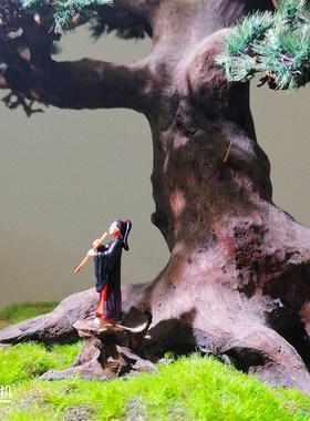 热卖精品树脂古风男人物摆件微景造景装饰奇石盆景假山置景模型