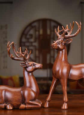 中式鹿摆件家居饰品客厅电视柜酒柜玄关工艺品家装公室软装装饰