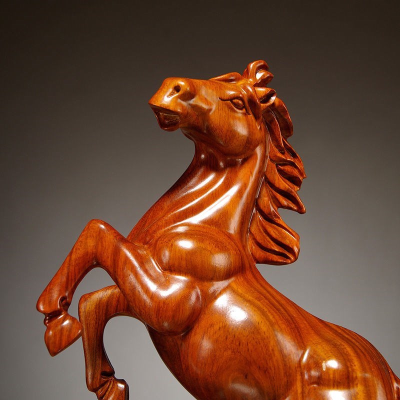 花梨木雕马摆件实木马雕刻工艺品红木马摆件木马摆件家居开业礼品 - 图0