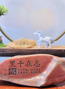 一物一拍[志在千里]题材新疆戈壁石刻字桌面摆件花盆鱼缸造景