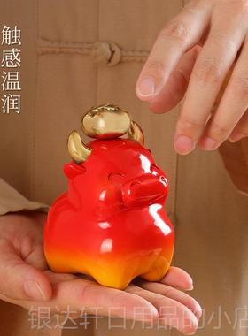 高档黄铜柿摆牛件客厅桌面玄关酒柜办公桌面装饰品乔迁财装礼饰品