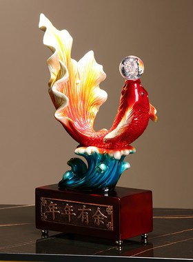 招财年年有余创意吉祥好寓意客厅装饰品玄关酒柜装饰乔迁之喜摆件