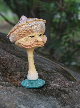 新品迷你快乐搞笑蘑菇滑稽树脂雕塑家庭花园雕像装饰树脂工艺品