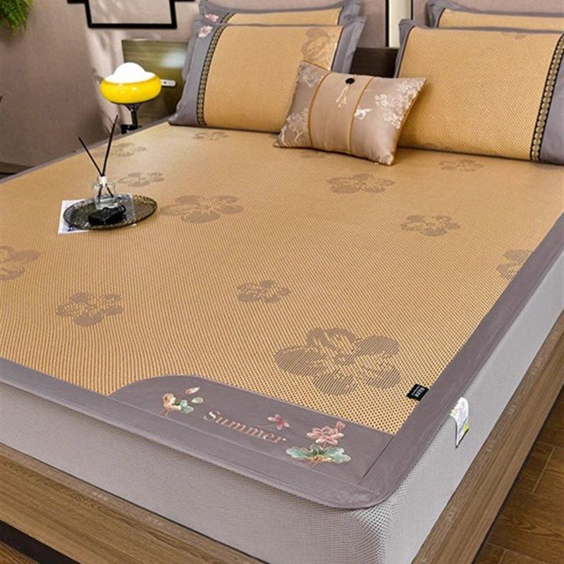 2025新款冰丝凉席三件套席子可折叠软席床笠款床罩藤席防滑母婴级,淘宝优惠券,粉丝福利购,淘宝优惠卷