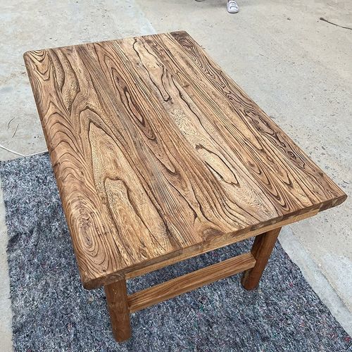 北方老榆木桌子长方形实木茶桌长条桌复古民宿办公简约书桌吧台桌 - 图0