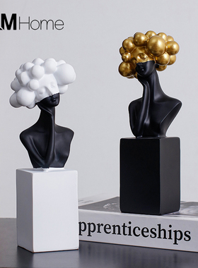 现代简约黑白女郎家居客厅艺术摆件玄关酒柜装饰酒店民宿软装摆设