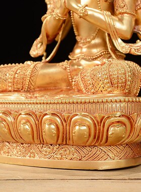 四臂观音铜像7寸铜全鎏金观音菩萨室内家用现代用品摆件