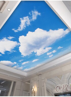天花板吊顶壁纸自粘墙纸3d立体壁画创意墙贴画贴纸蓝天白云天空星
