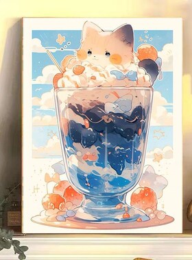 猫猫锡类数字油画手工diy儿童填充手绘画画填色涂色丙烯画油彩画