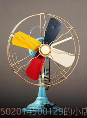 高档复古欧式电风扇模摆窗件居仿古装饰品餐厅服装店咖型啡厅橱家