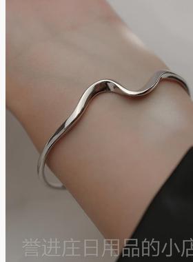 正品饰悟银饰莫乌斯银手比女纯银年轻款手镯设ins小众计镯子纯镯