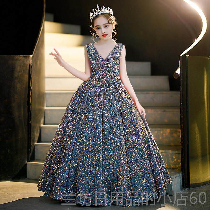 高档儿礼服女童公主裙童高端拖尾主持人晚礼服模特秀走钢琴奏演演,淘宝优惠券,粉丝福利购,淘宝优惠卷