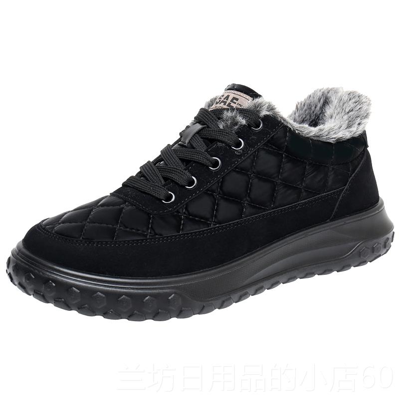 High-end old Beijing shoes for women in winter 2025 new lace-up cotton shoes plus velvet and thick snow boots to prevent slippery soles