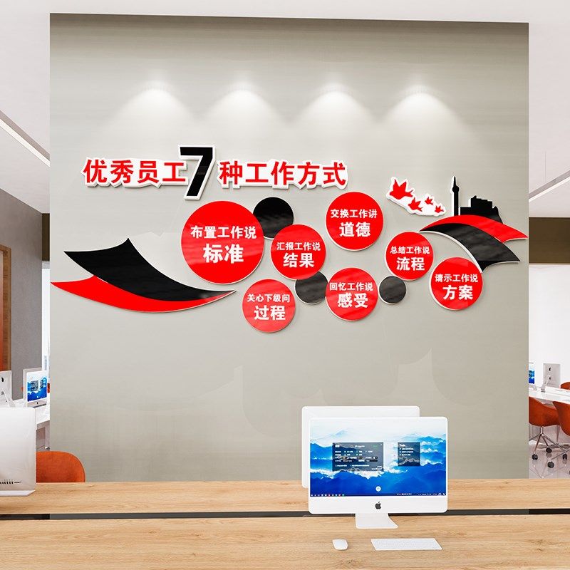 公司企业文化墙贴纸会议办公室墙面装饰氛围布置员工激励志标语3d,淘宝优惠券,粉丝福利购,淘宝优惠卷