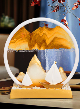 顺风顺水流沙画摆件沙漏家居客厅电视柜酒柜装饰品办公室开业礼品