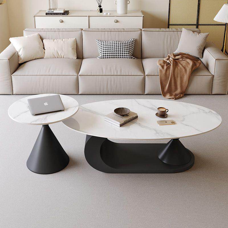 意式极简岩板茶几椭圆形家用客厅小户型设计师新款茶几边几组合,淘宝优惠券,粉丝福利购,淘宝优惠卷