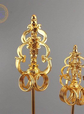 锡杖禅杖法杖降魔杖 地藏王菩萨法器 锌合金火焰珠法器新四面禅杖