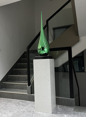 抽象水滴雕塑摆件售楼处玄关过道大理石底座商场酒店会所软装饰品