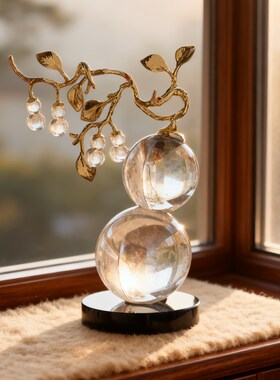 梵凡艺术福禄大吉白水晶母子葫芦客厅玄关桌面摆件乔迁开业礼品