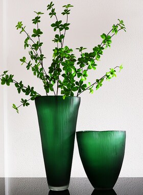 大师手作琉璃艺术花瓶磨刻花器餐桌客厅玄关摆件样板房电视柜摆设