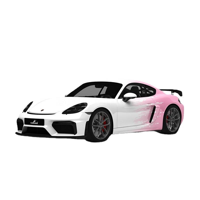 卡莱克渐变涂装系列汽车改色膜白黑渐变彩绘车身贴双拼色全车改色 - 图3