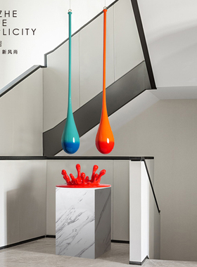 现代家居雕塑水滴吊饰酒店大堂天花吊顶挂件创意水花艺术装饰摆件