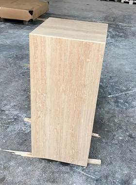 天然米洞石大理石摆件底座中式别墅装饰养生馆玄关大理石柱雕塑台