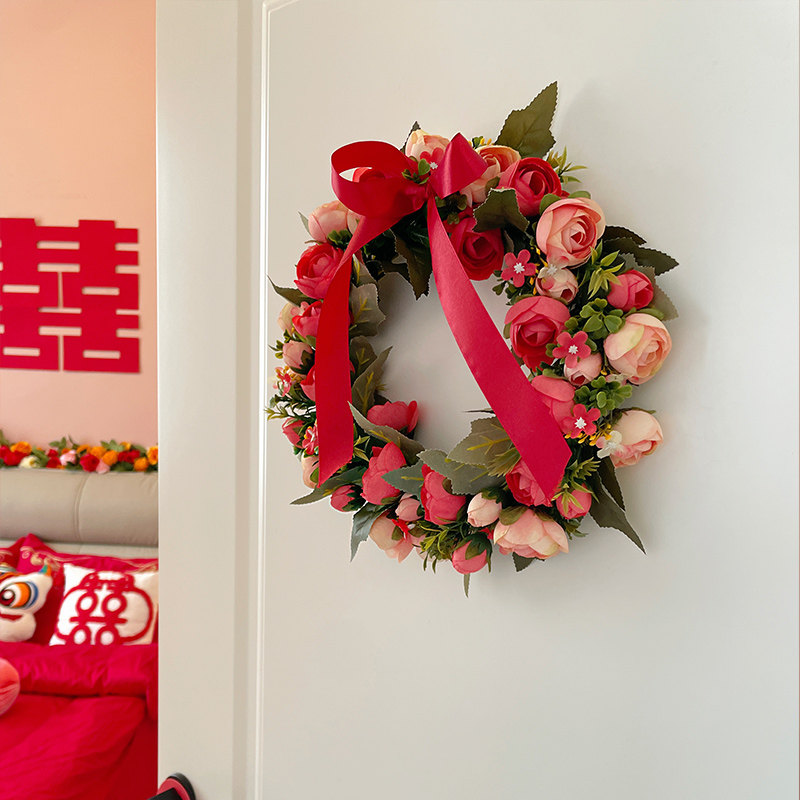 吾家婚品玫瑰仿真花假花花环门饰门挂壁饰婚房装饰结婚用品大全,淘宝优惠券,粉丝福利购,淘宝优惠卷