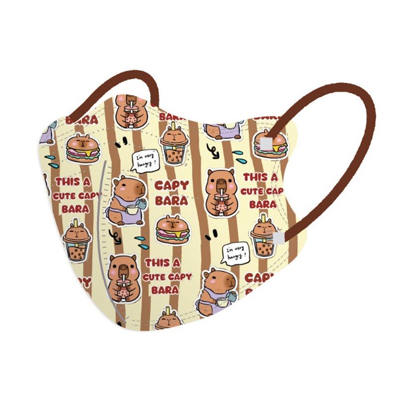卡皮巴拉豚鼠动物可爱儿童口罩四层3d立体小孩4-12岁学生口罩卡通,淘宝优惠券,粉丝福利购,淘宝优惠卷